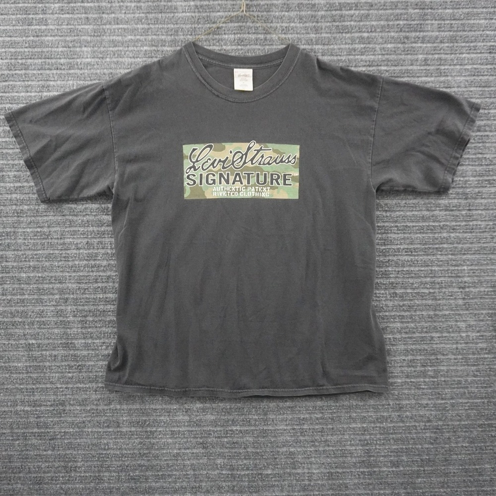 Vintage Y2K Levi Strauss Signature T Shirt Mens XL Black Camo Logo Graphic Tee